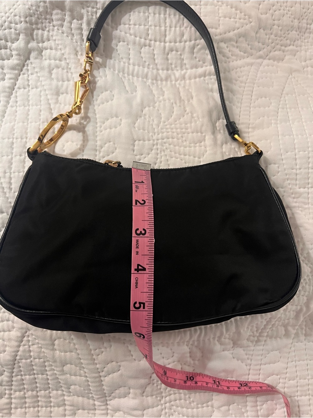 Authentic Prada Black Nylon Mini Shoulder Bag with Gold Hardware - Picture 13 of 14
